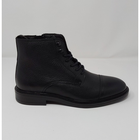 Aldo Black Leather Cap Toe Ankle Boots Mens Size 9 Lace Up Zip Portugal main image 11